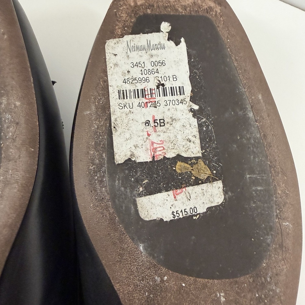 Brunello Cucinelli Leather & Sheepskin Mules Shoes Black Monili Bows 38 1/2 8.5B - Picture 11 of 11